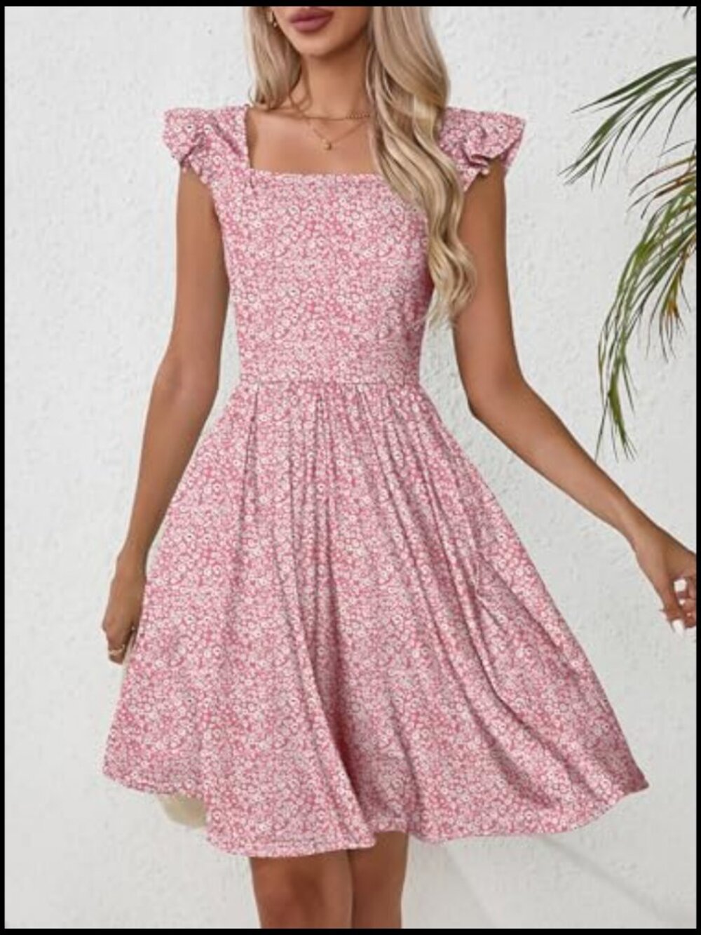 Polyester Spandex Summer Casual Sundress with Pockets Floral Print - Picture 3 of 7